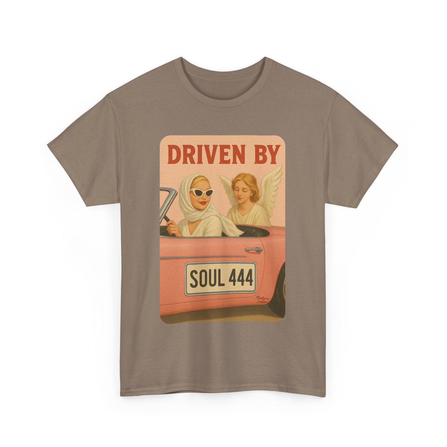 Driven by Soul 444 – Angel Number Retro Graphic Tee | Unisex Vintage Empowerment Shirt - Madame Soulière