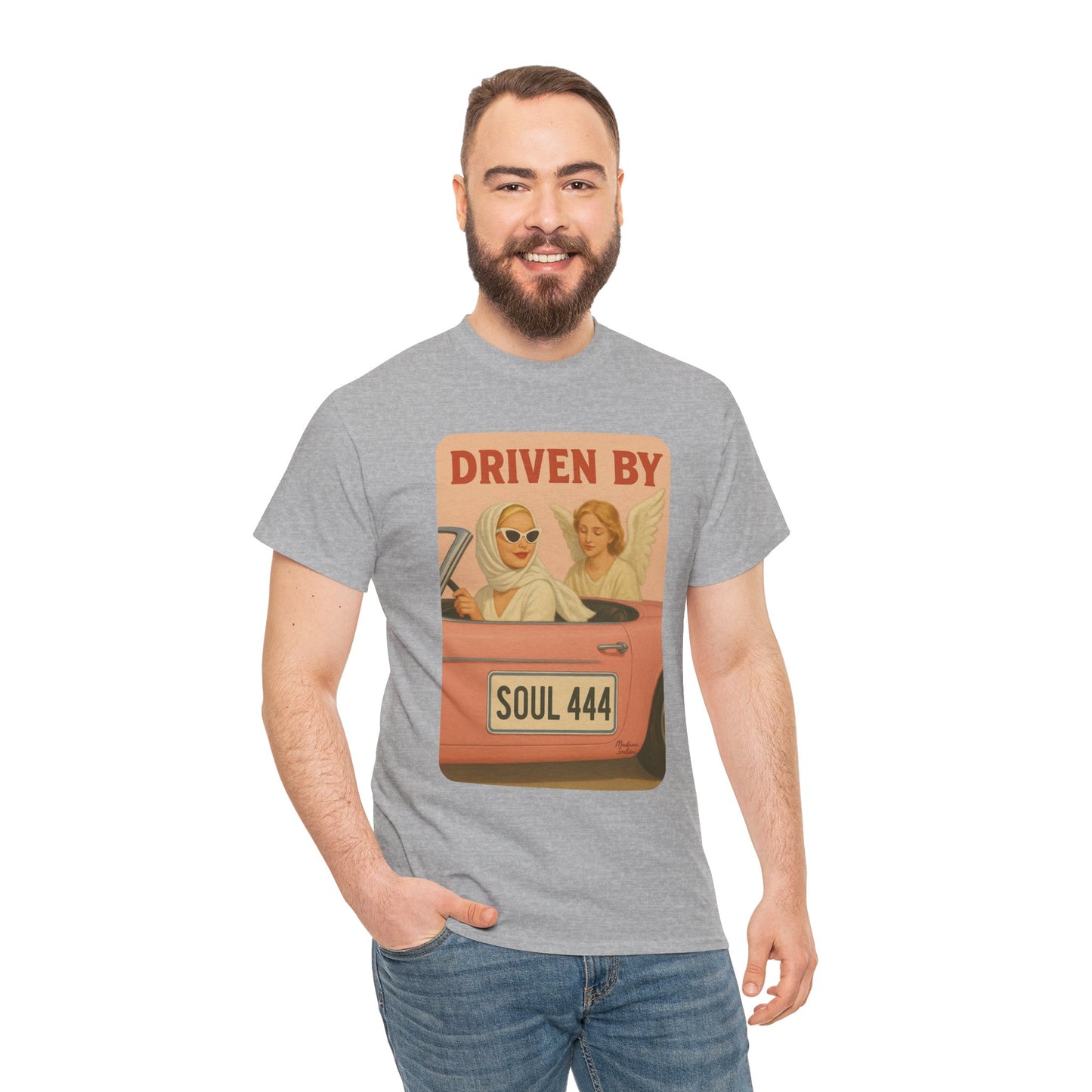 Driven by Soul 444 – Angel Number Retro Graphic Tee | Unisex Vintage Empowerment Shirt - Madame Soulière