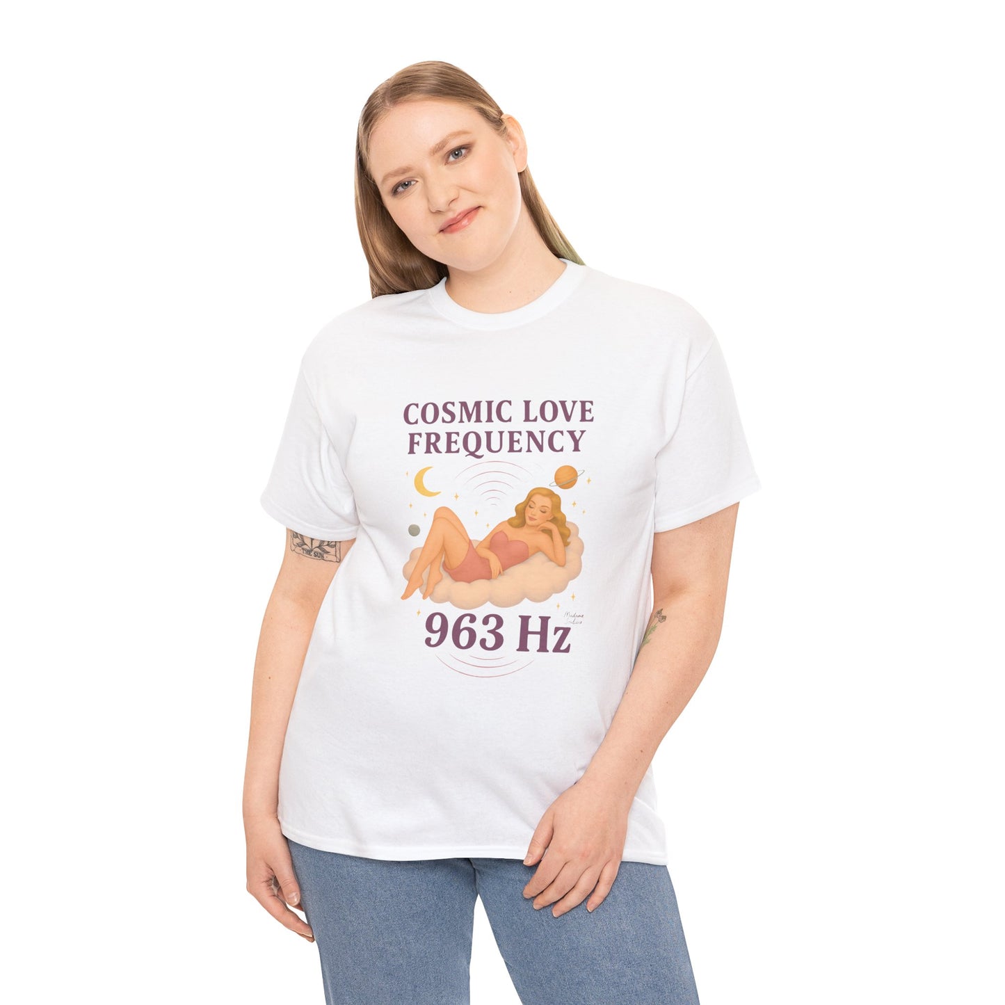 Cosmic Love Frequency 963 Hz Unisex T-Shirt – Retro Vintage Spiritual Graphic Tee, Angel Number Vibes, Feminine Pin Up Inspired Top - Madame Soulière