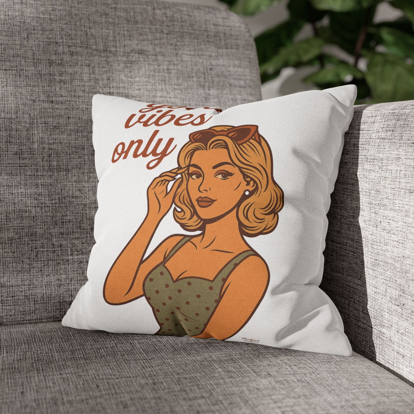 Good Vibes Only Starts Here - Retro Spiritual Pillow, Aesthetic Home Decor - Madame Soulière