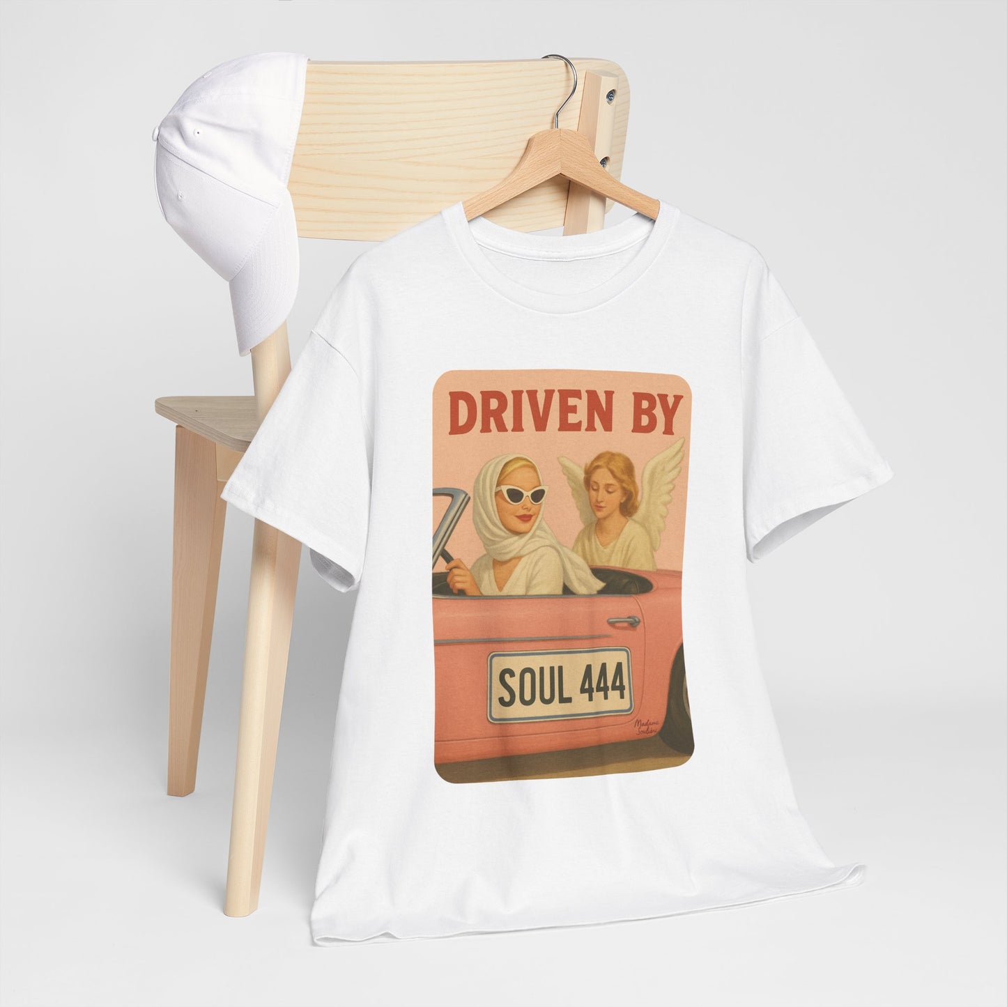 Driven by Soul 444 – Angel Number Retro Graphic Tee | Unisex Vintage Empowerment Shirt - Madame Soulière