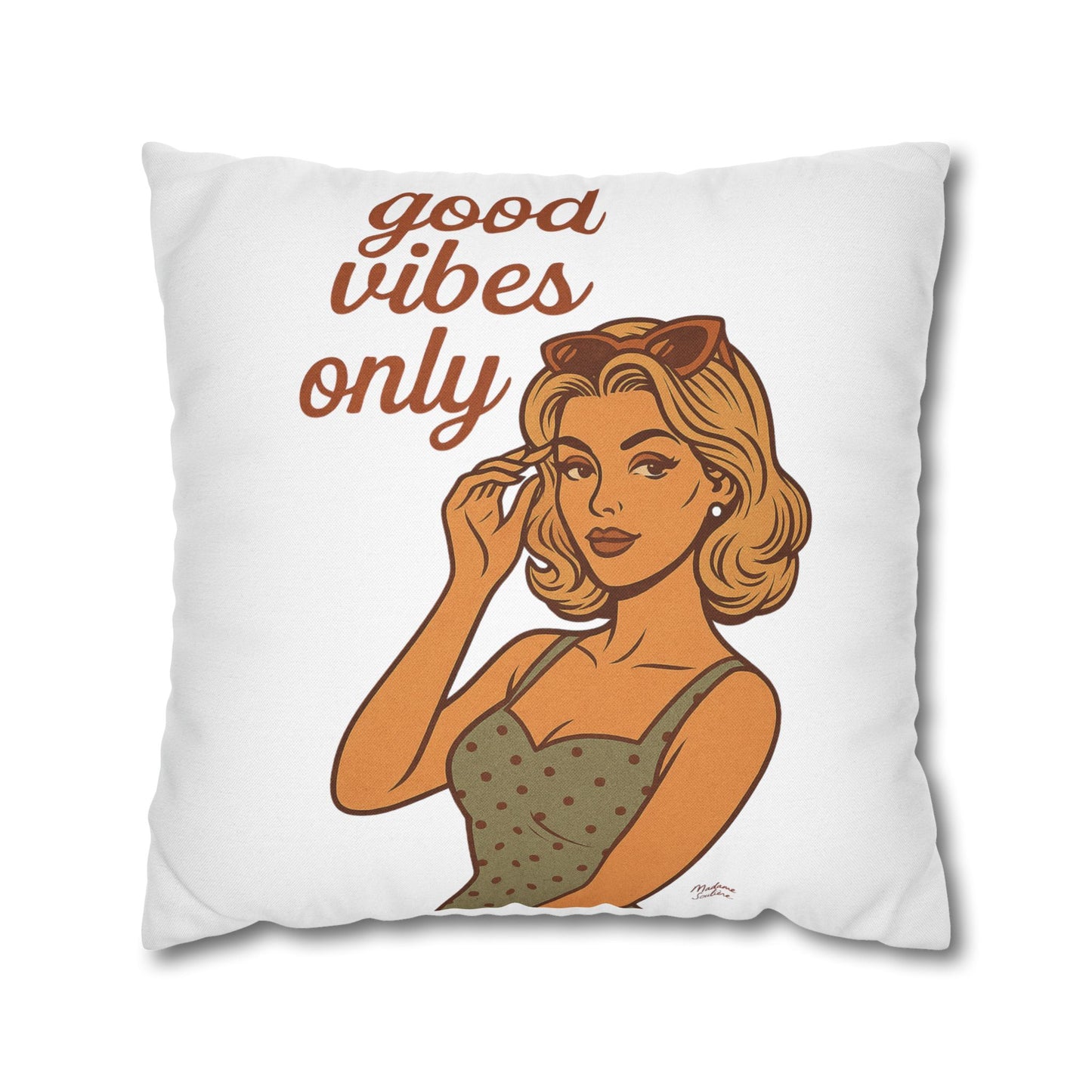 Good Vibes Only Starts Here - Retro Spiritual Pillow, Aesthetic Home Decor - Madame Soulière