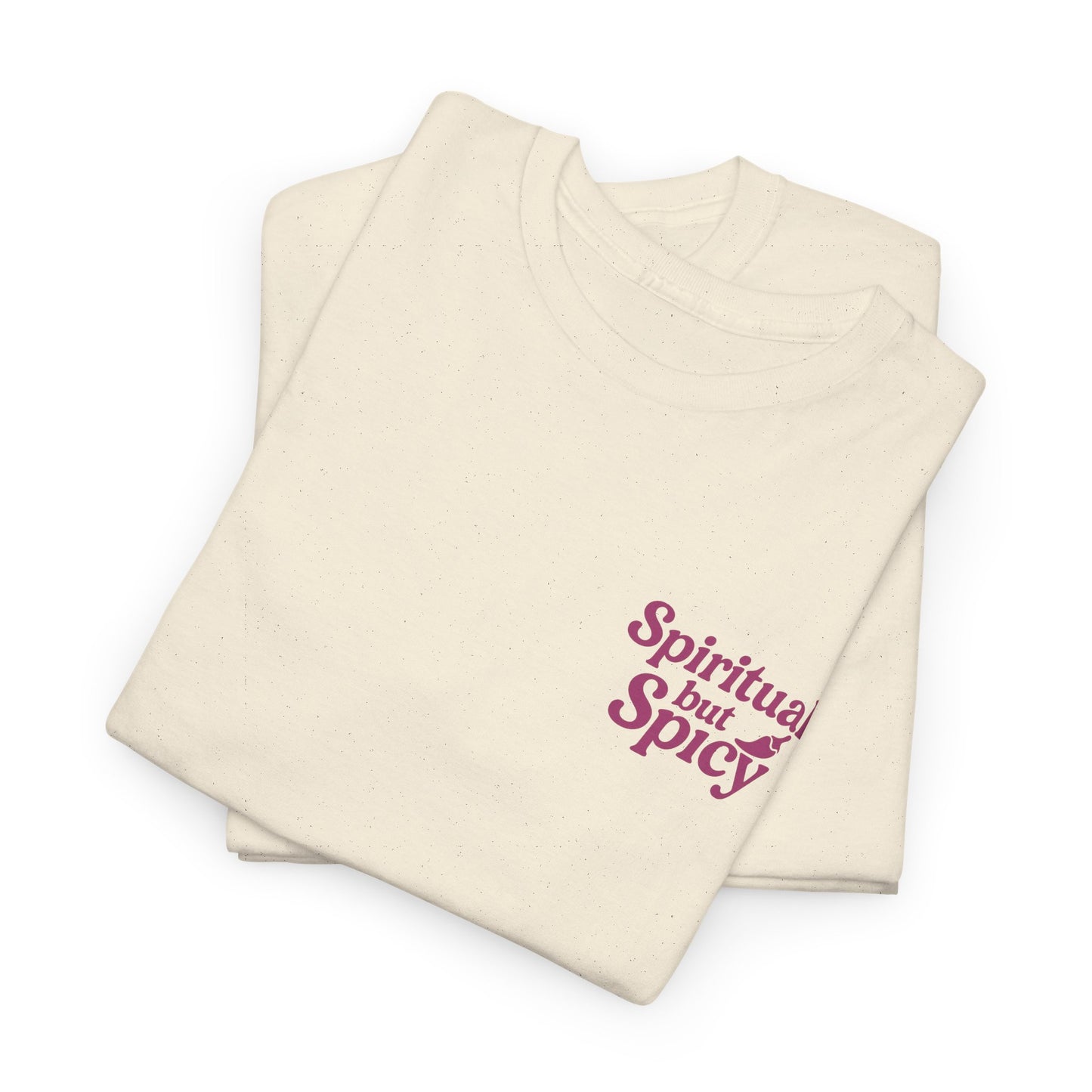 Spiritual but Spicy Unisex T-Shirt – Retro Mini Slogan Tee, Vintage Inspired Graphic Top, Feminine Statement Shirt - Madame Soulière