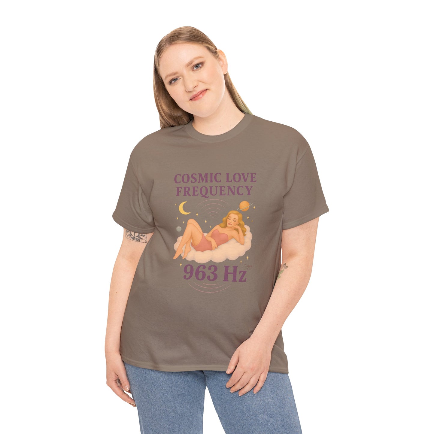 Cosmic Love Frequency 963 Hz Unisex T-Shirt – Retro Vintage Spiritual Graphic Tee, Angel Number Vibes, Feminine Pin Up Inspired Top - Madame Soulière