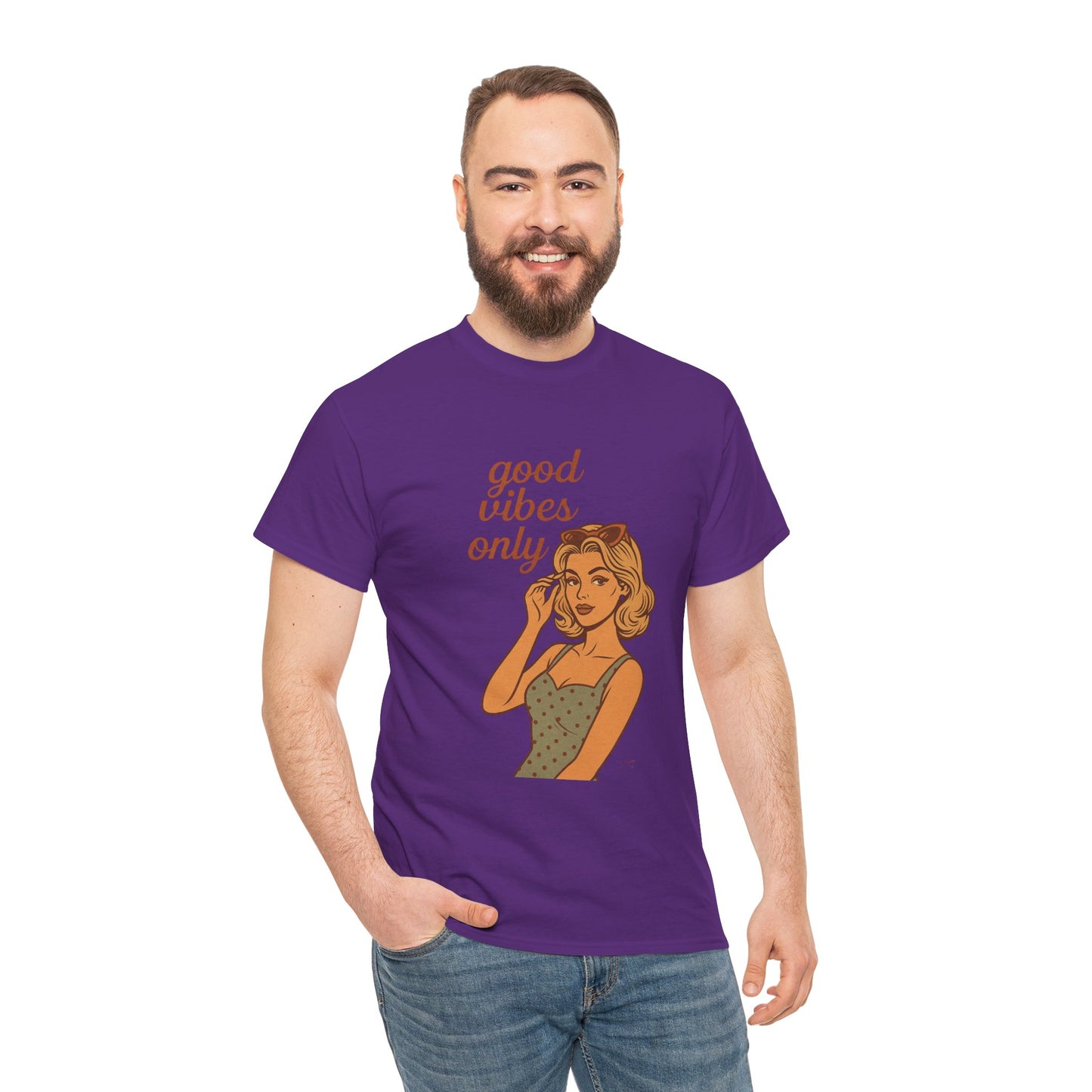 Retro Graphic Unisex T-Shirt – Good Vibes Only Vintage Pin Up Tee, 50s Inspired Feminine Empowerment Top, Spiritual Positive Energy Shirt - Madame Soulière