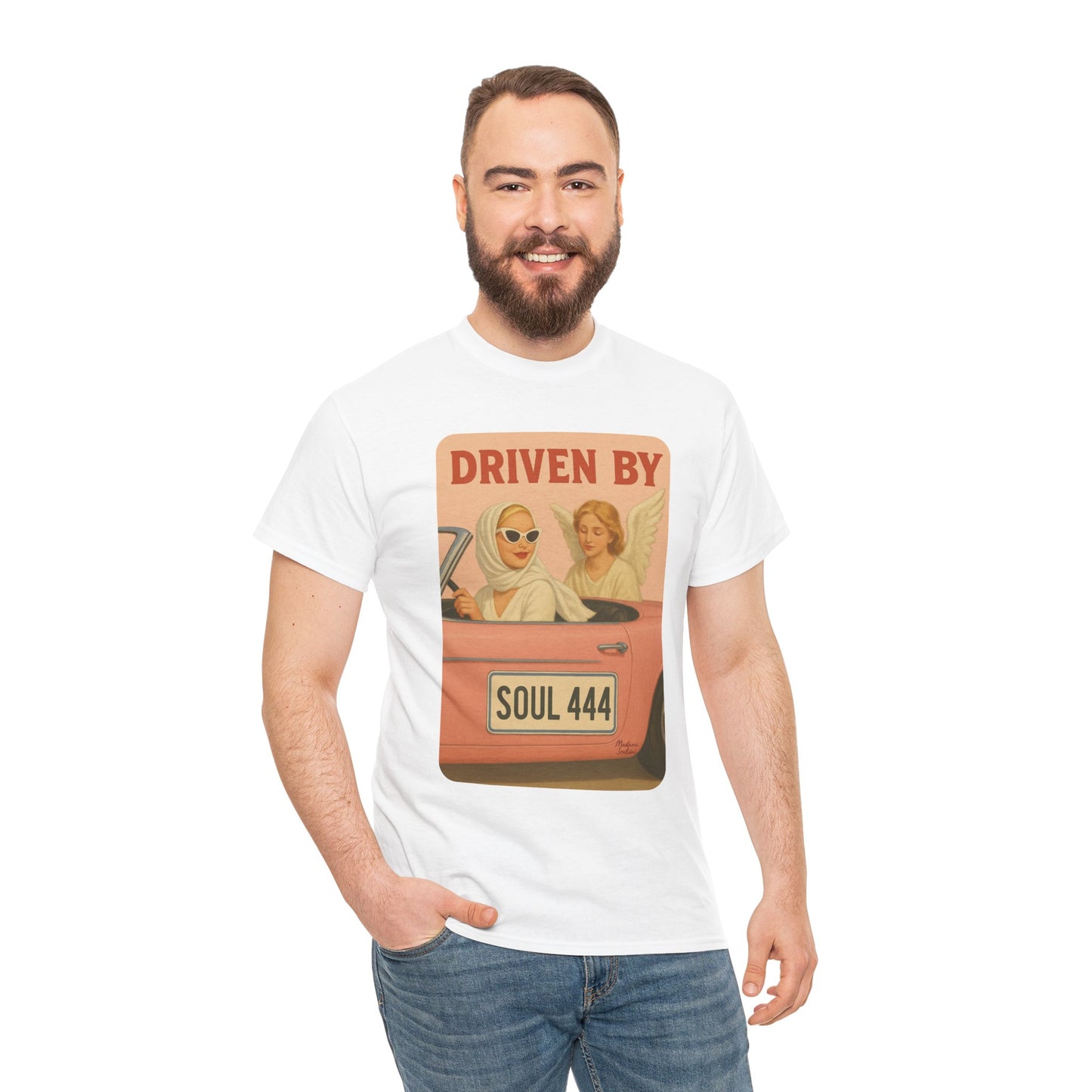 Driven by Soul 444 – Angel Number Retro Graphic Tee | Unisex Vintage Empowerment Shirt - Madame Soulière