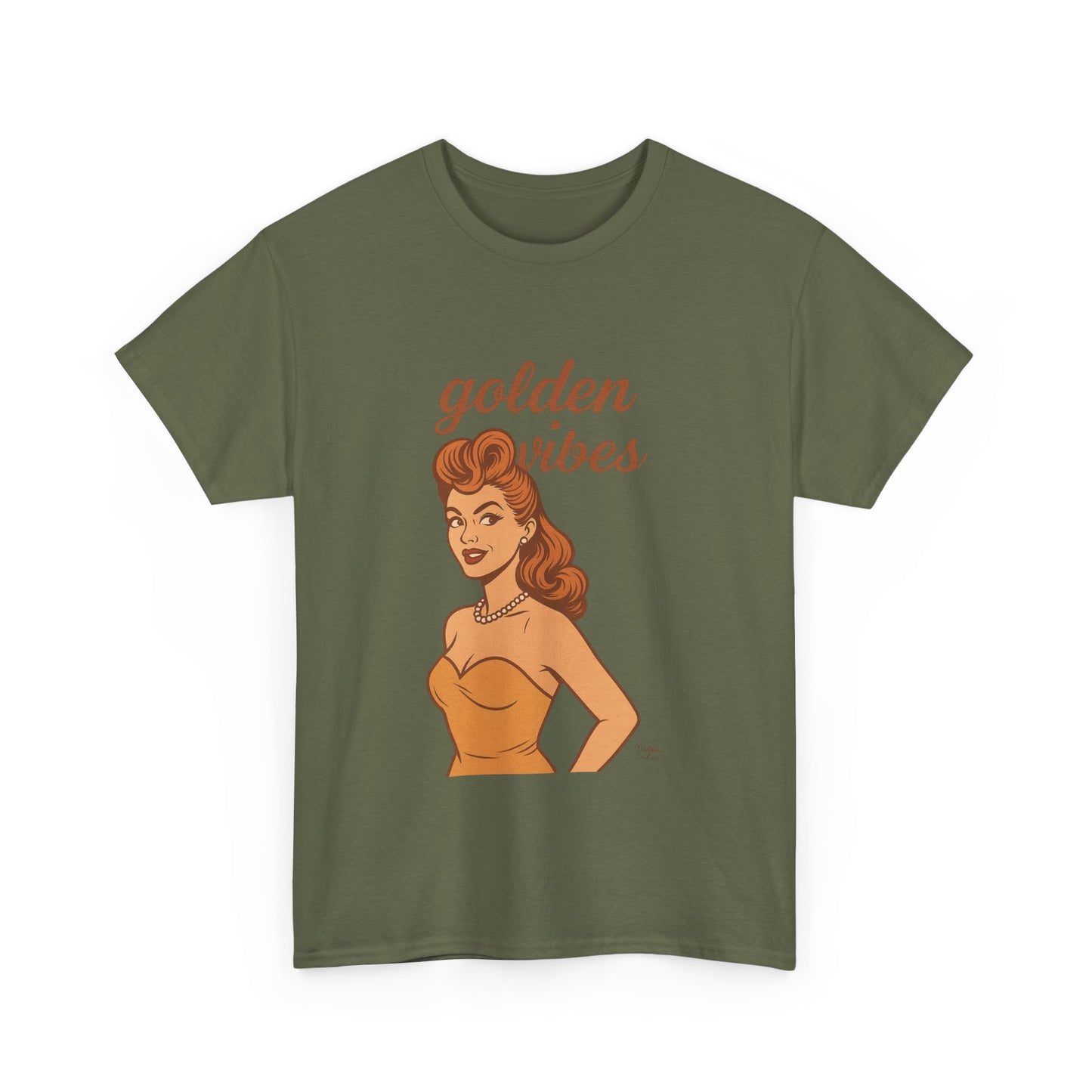 Golden Vibes – Retro Pin-Up Graphic Tee | Unisex Vintage Aesthetic T-Shirt - Madame Soulière