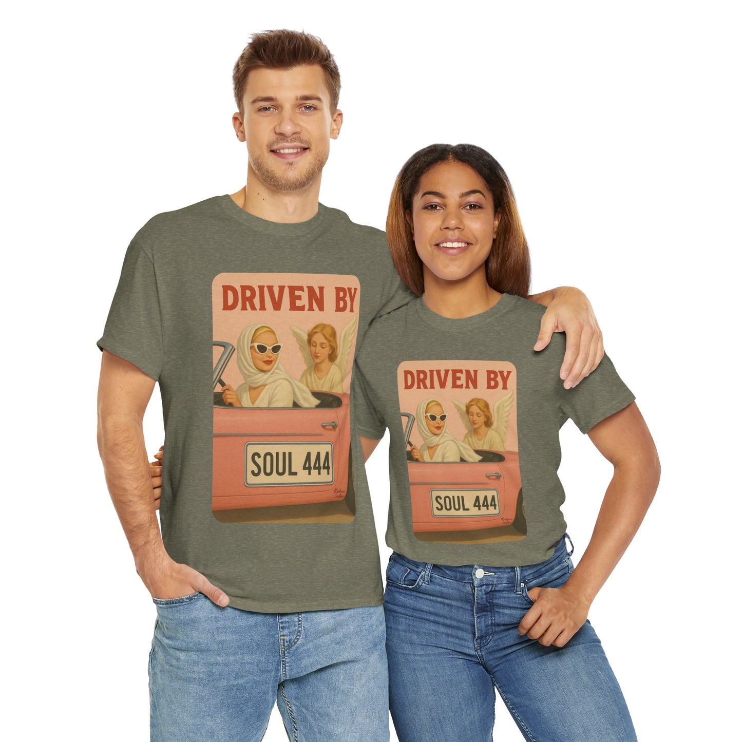 Driven by Soul 444 – Angel Number Retro Graphic Tee | Unisex Vintage Empowerment Shirt - Madame Soulière