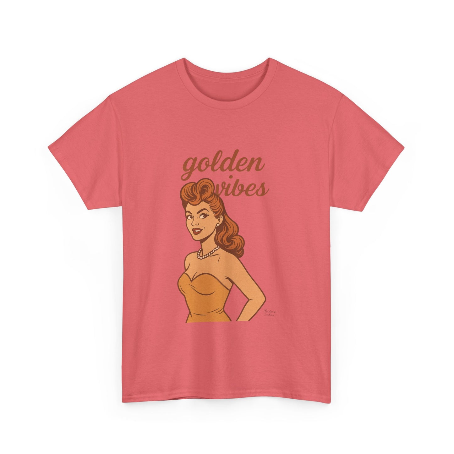 Golden Vibes – Retro Pin-Up Graphic Tee | Unisex Vintage Aesthetic T-Shirt - Madame Soulière