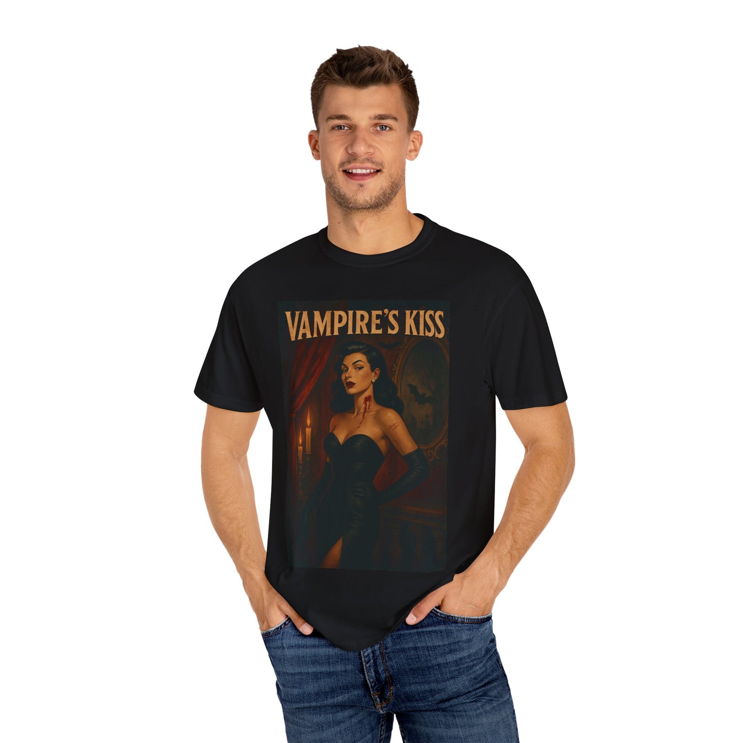 Vampire’s Kiss Halloween Unisex T-Shirt – Retro Vintage Vampire Graphic Tee, Spooky Horror Unisex Top, Gothic Scary Season Shirt - Madame Soulière