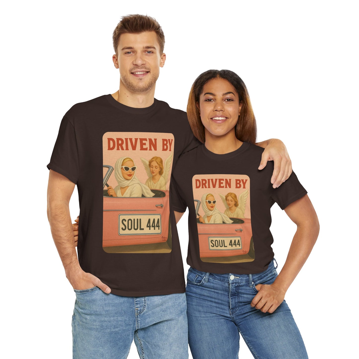 Driven by Soul 444 – Angel Number Retro Graphic Tee | Unisex Vintage Empowerment Shirt - Madame Soulière