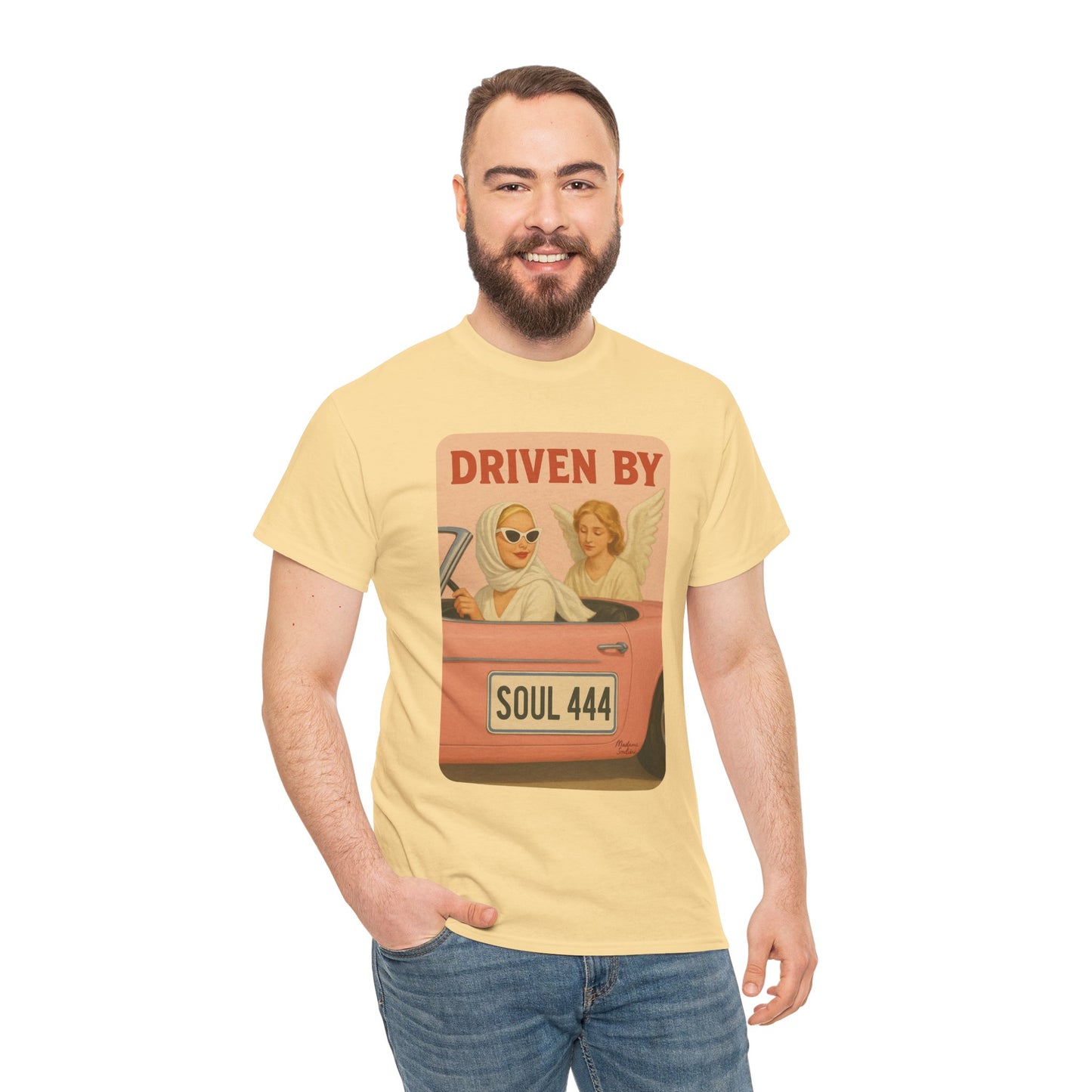 Driven by Soul 444 – Angel Number Retro Graphic Tee | Unisex Vintage Empowerment Shirt - Madame Soulière
