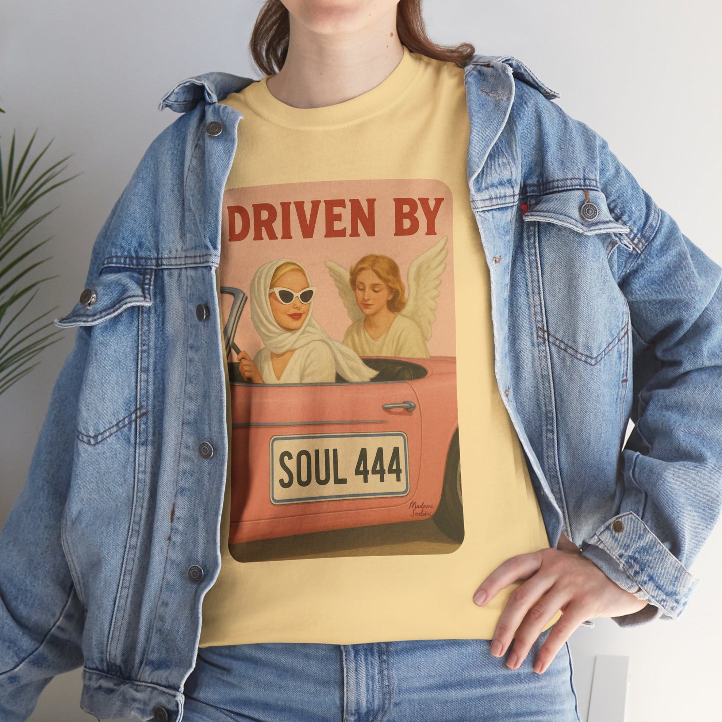Driven by Soul 444 – Angel Number Retro Graphic Tee | Unisex Vintage Empowerment Shirt - Madame Soulière