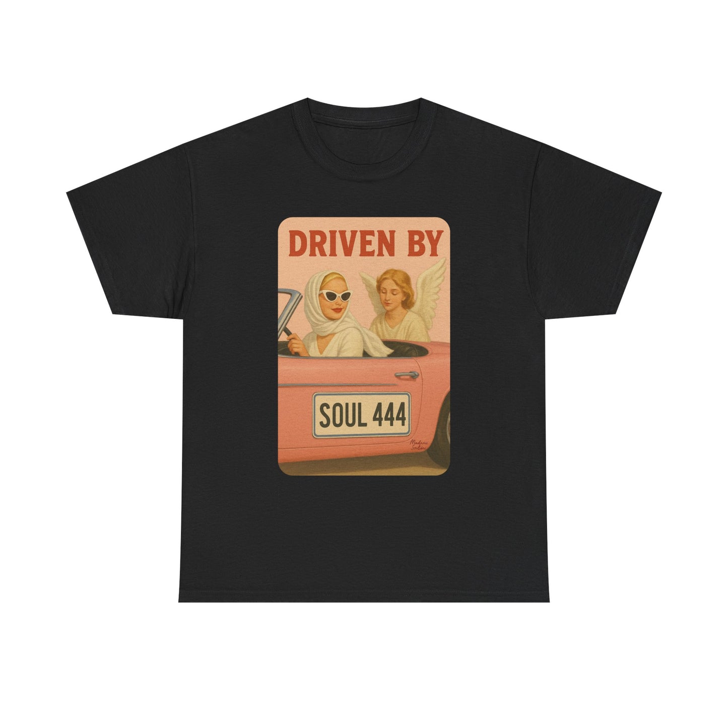 Driven by Soul 444 – Angel Number Retro Graphic Tee | Unisex Vintage Empowerment Shirt - Madame Soulière