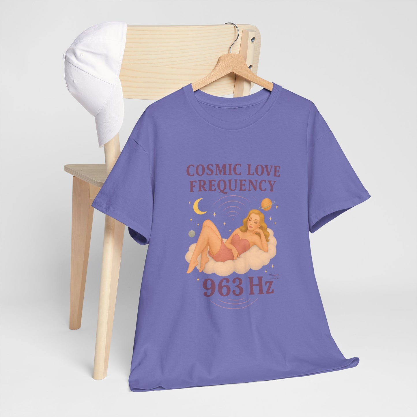 Cosmic Love Frequency 963 Hz Unisex T-Shirt – Retro Vintage Spiritual Graphic Tee, Angel Number Vibes, Feminine Pin Up Inspired Top - Madame Soulière