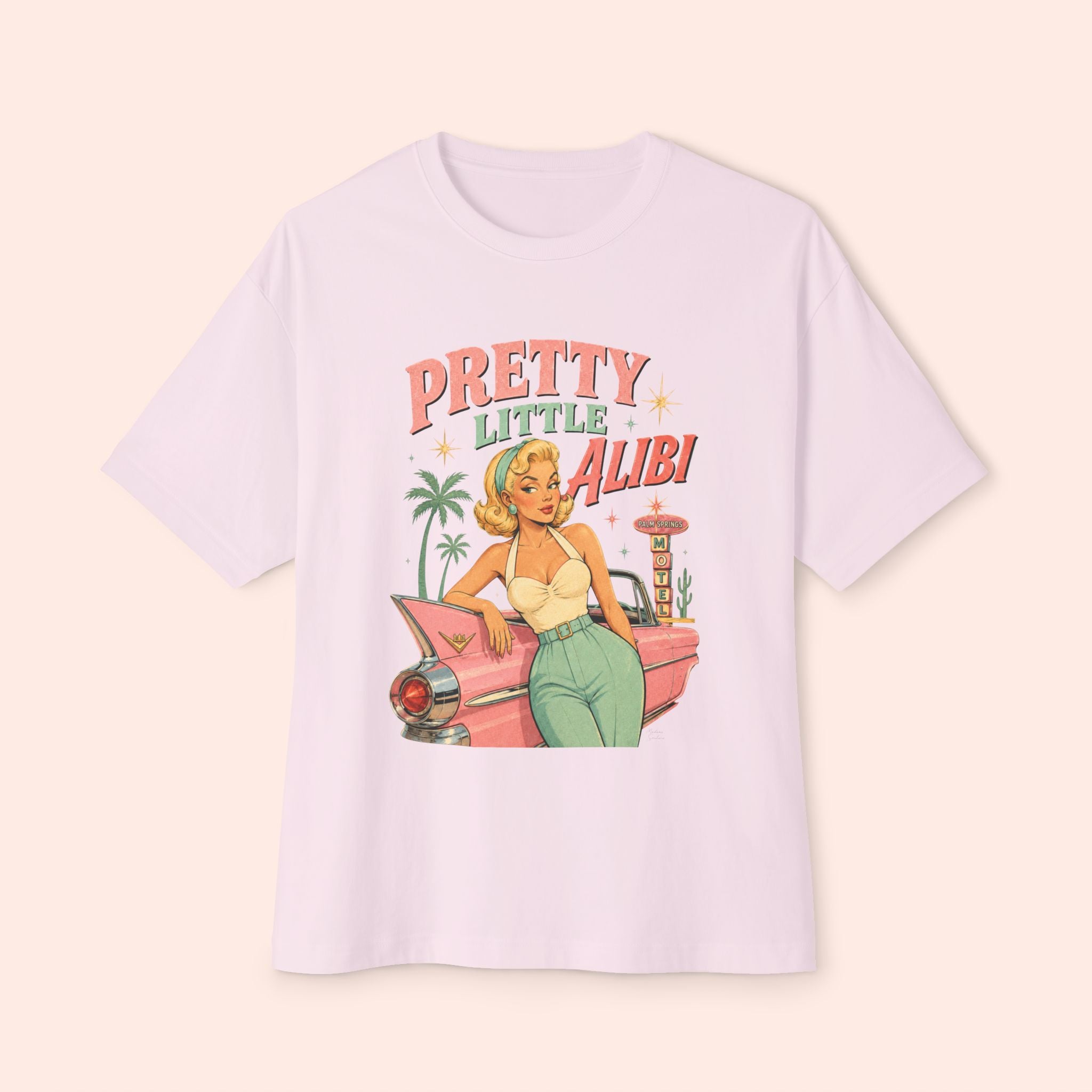Pretty Little Alibi - Retro Pin Up Long Boxy T-Shirt