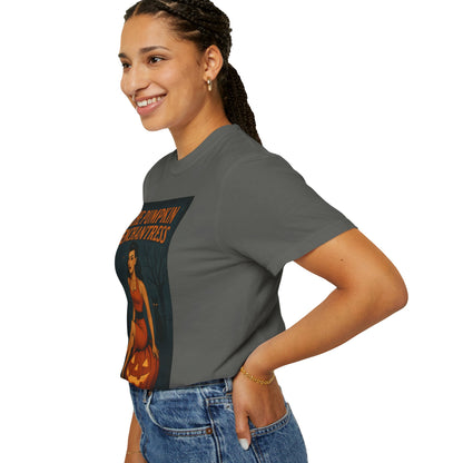 The Pumpkin Enchantress Halloween Unisex T-Shirt – Retro Witch Graphic Tee, Vintage Pumpkin Horror Top, Spooky Unisex Scary Season Shirt - Madame Soulière
