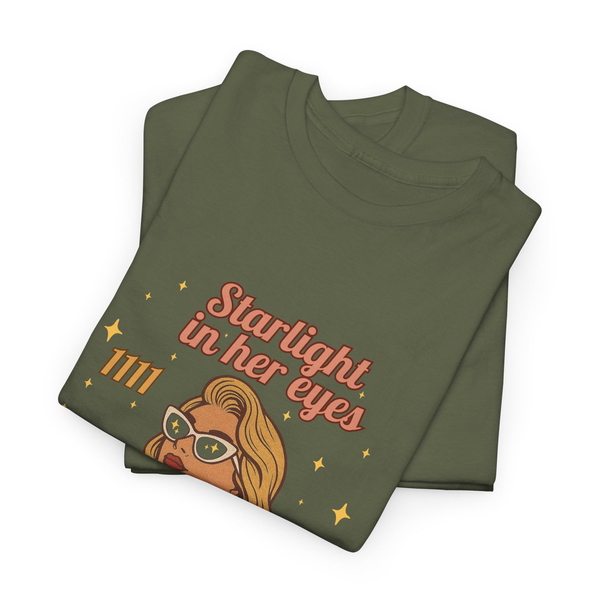 Starlight in Her Eyes – 1111 Angel Number Retro T-Shirt | Unisex Spiritual Vintage Tee - Madame Soulière