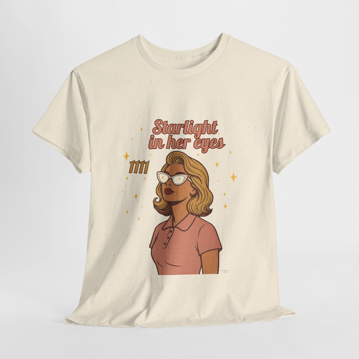 Starlight in Her Eyes – 1111 Angel Number Retro T-Shirt | Unisex Spiritual Vintage Tee - Madame Soulière