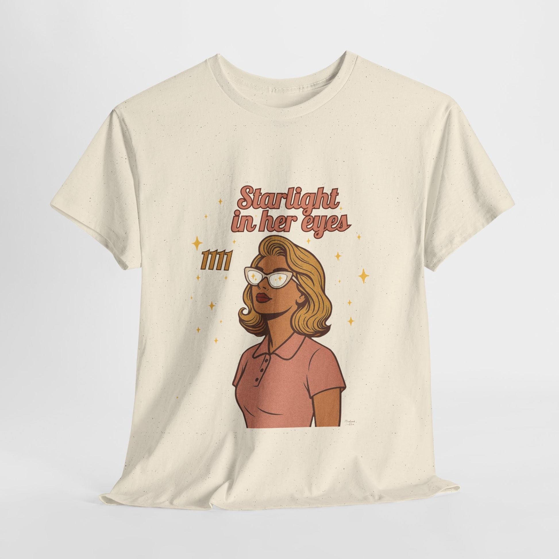 Starlight in Her Eyes – 1111 Angel Number Retro T-Shirt | Unisex Spiritual Vintage Tee - Madame Soulière