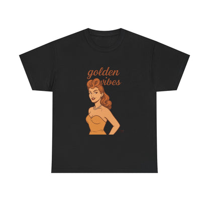 Golden Vibes – Retro Pin-Up Graphic Tee | Unisex Vintage Aesthetic T-Shirt - Madame Soulière
