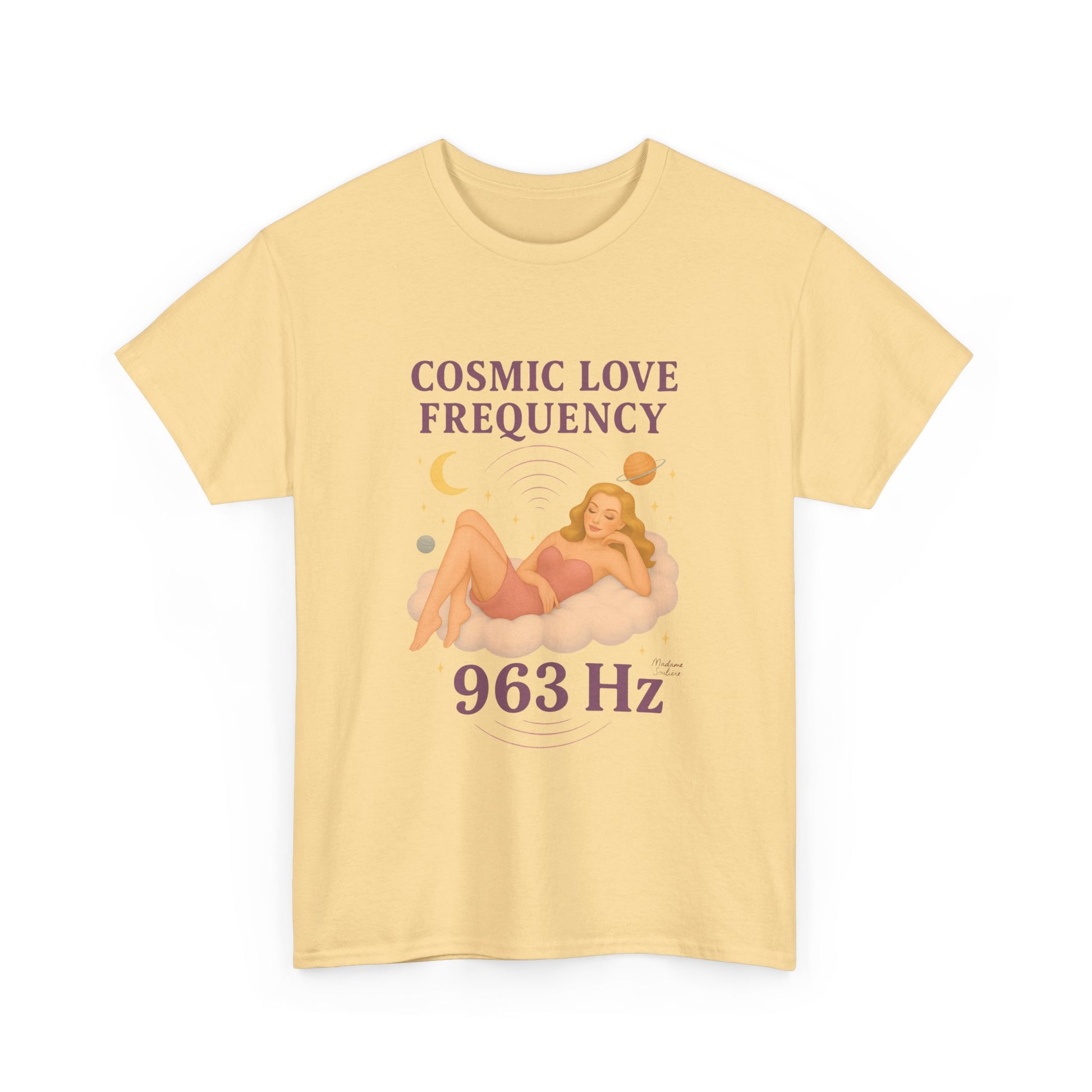 Cosmic Love Frequency 963 Hz Unisex T-Shirt – Retro Vintage Spiritual Graphic Tee, Angel Number Vibes, Feminine Pin Up Inspired Top - Madame Soulière