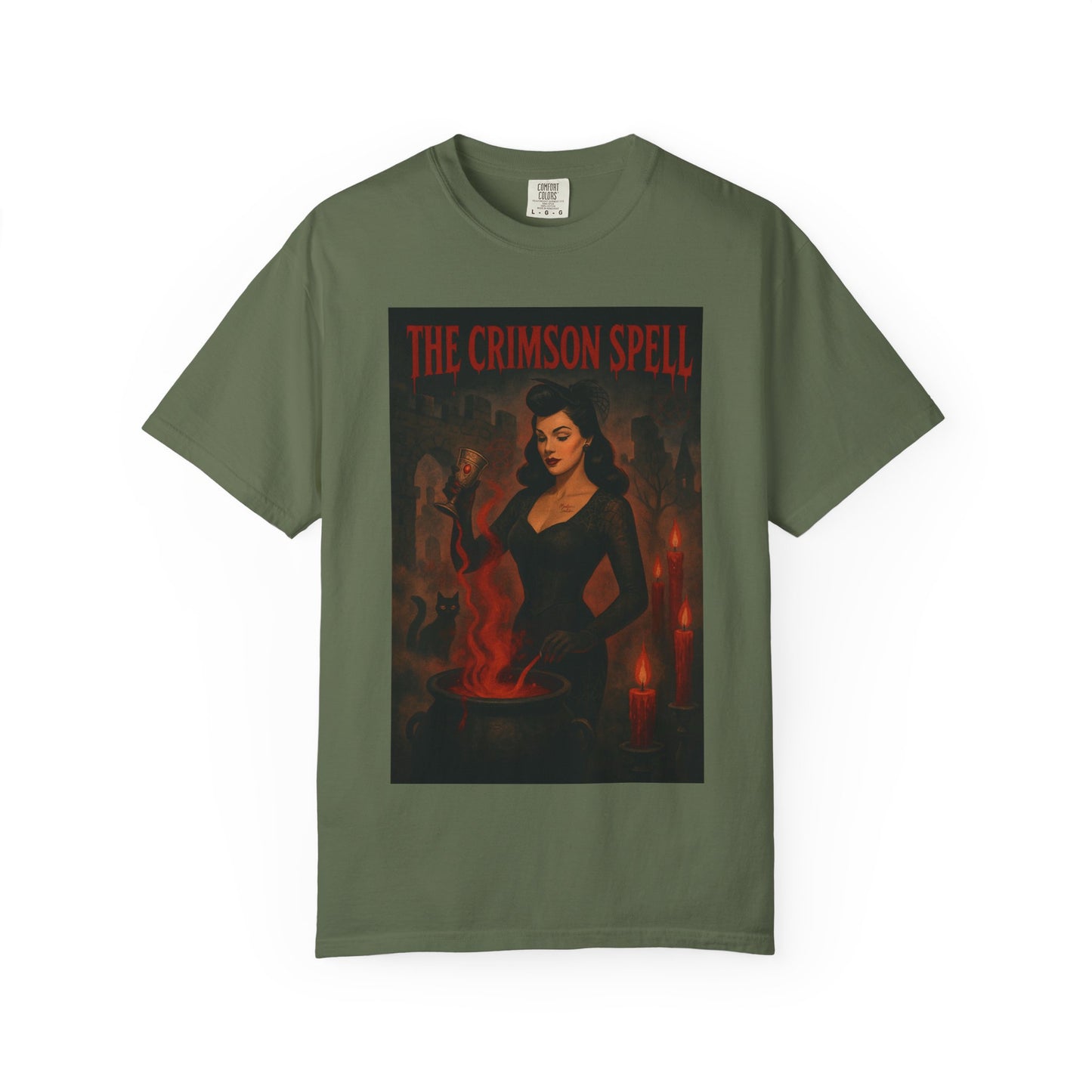 The Crimson Spell Halloween Unisex T-Shirt – Retro Witch Graphic Tee, Vintage Horror Spooky Top,  Scary Season Shirt - Madame Soulière