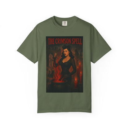 The Crimson Spell Halloween Unisex T-Shirt – Retro Witch Graphic Tee, Vintage Horror Spooky Top,  Scary Season Shirt - Madame Soulière