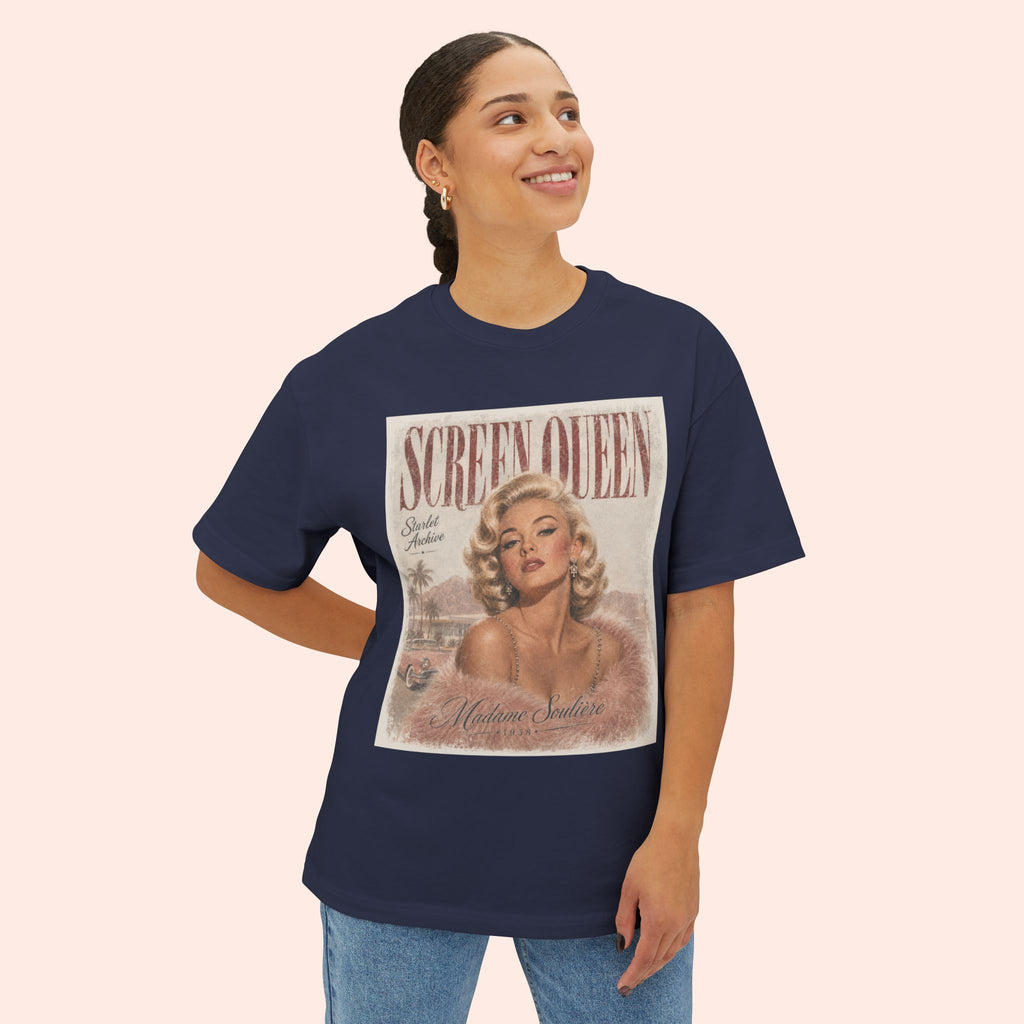 Screen Queen Long Boxy Shirt – Vintage 1950s Palm Springs Graphic Tee