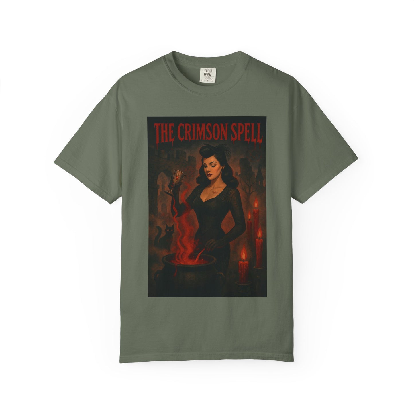 The Crimson Spell Halloween Unisex T-Shirt – Retro Witch Graphic Tee, Vintage Horror Spooky Top,  Scary Season Shirt - Madame Soulière