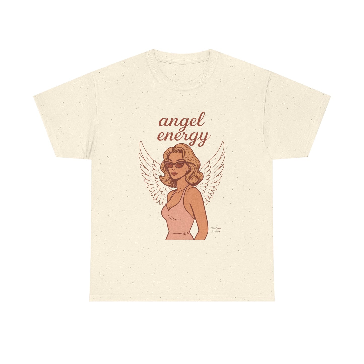 Angel Energy Unisex T-Shirt – Vintage Retro Graphic Tee, Spiritual Pin Up Shirt, Feminine Aesthetic Empowerment Top - Madame Soulière
