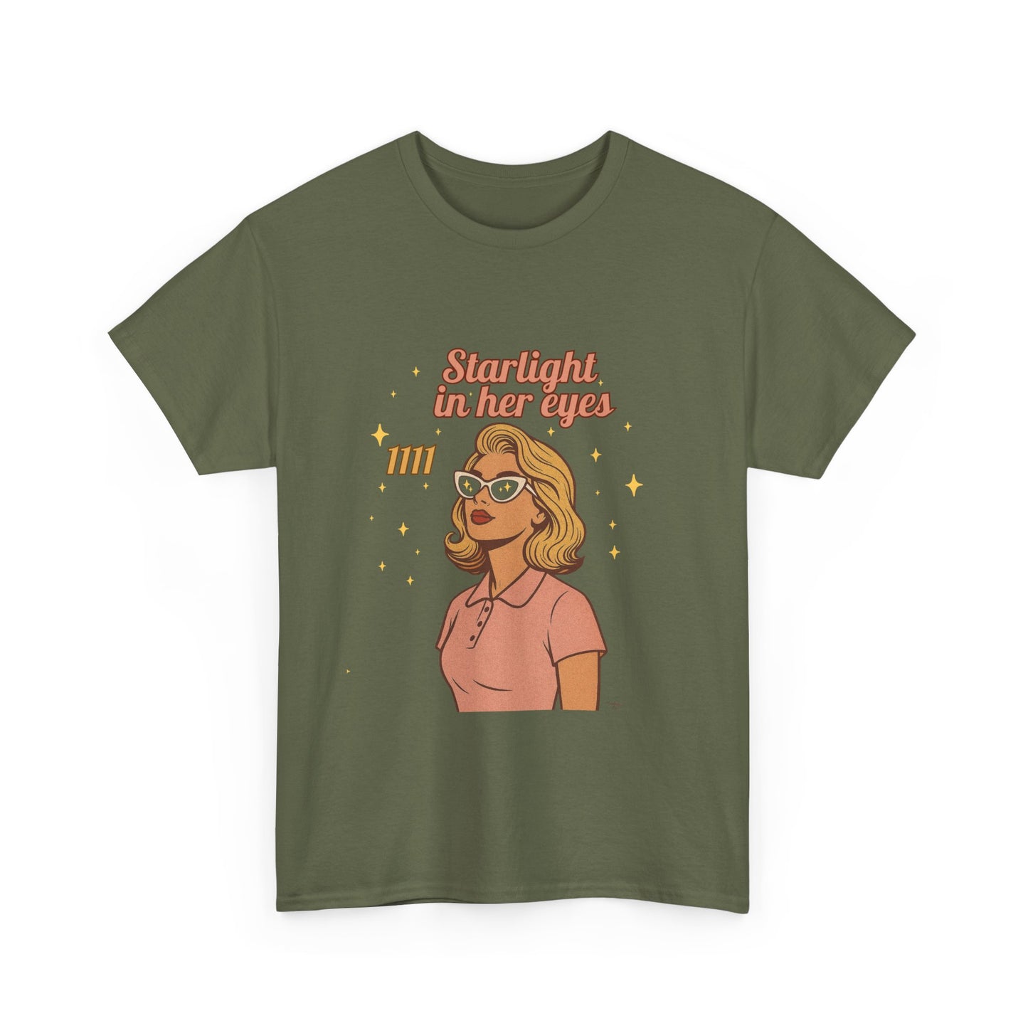 Starlight in Her Eyes – 1111 Angel Number Retro T-Shirt | Unisex Spiritual Vintage Tee - Madame Soulière