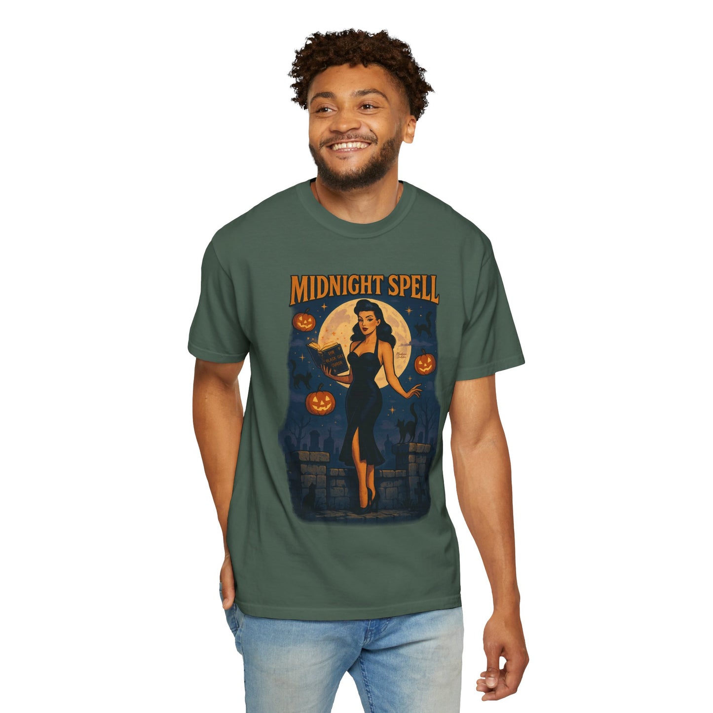 Midnight Spell Halloween Unisex T-Shirt – Retro Witch Graphic Tee, Vintage Spooky Horror Top, Scary Season Shirt - Madame Soulière