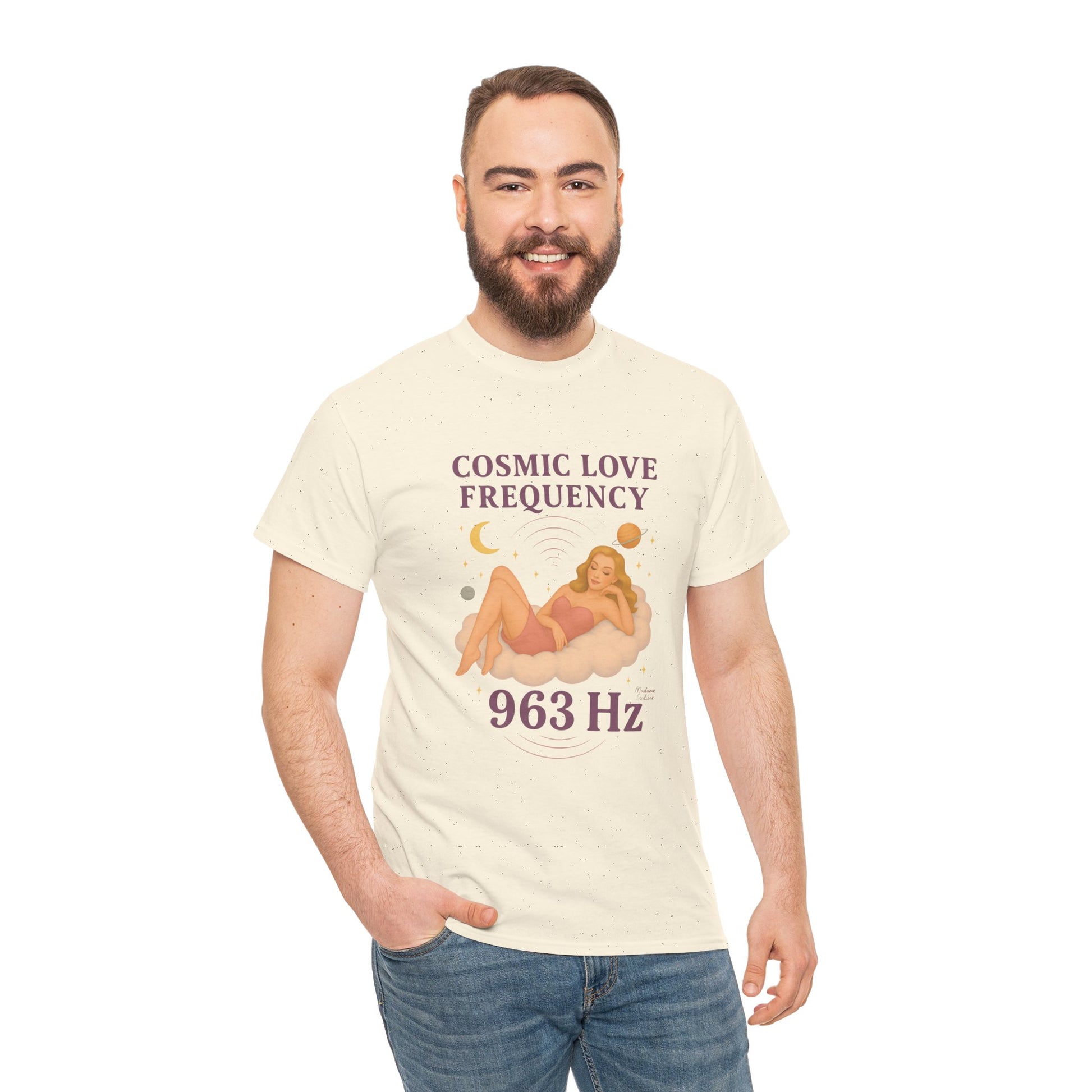 Cosmic Love Frequency 963 Hz Unisex T-Shirt – Retro Vintage Spiritual Graphic Tee, Angel Number Vibes, Feminine Pin Up Inspired Top - Madame Soulière