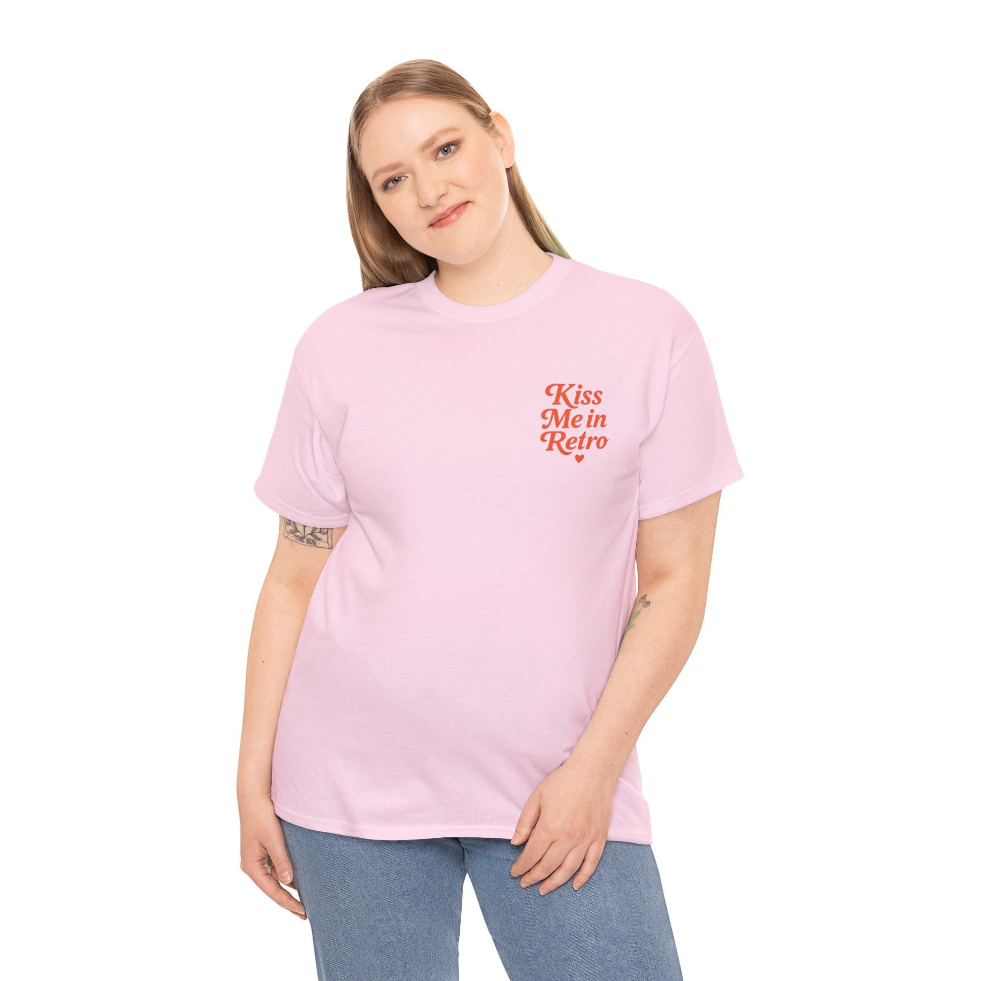 Retro Mini Slogan Unisex T-Shirt – Kiss Me in Retro Graphic Tee, Vintage Pin Up Inspired Top, 50s Rockabilly Style, Feminine Retro Statement Shirt - Madame Soulière