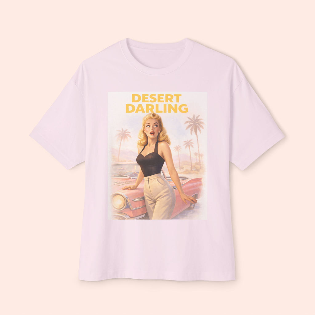 Desert Darling – Retro Pin-Up Graphic Long Boxy T-Shirt