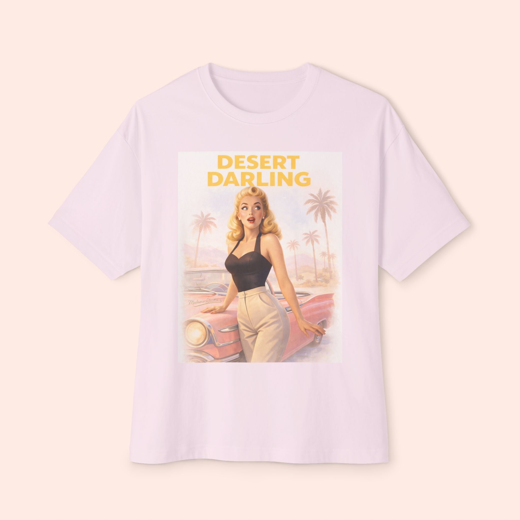 Desert Darling – Retro Pin-Up Graphic Long Boxy T-Shirt
