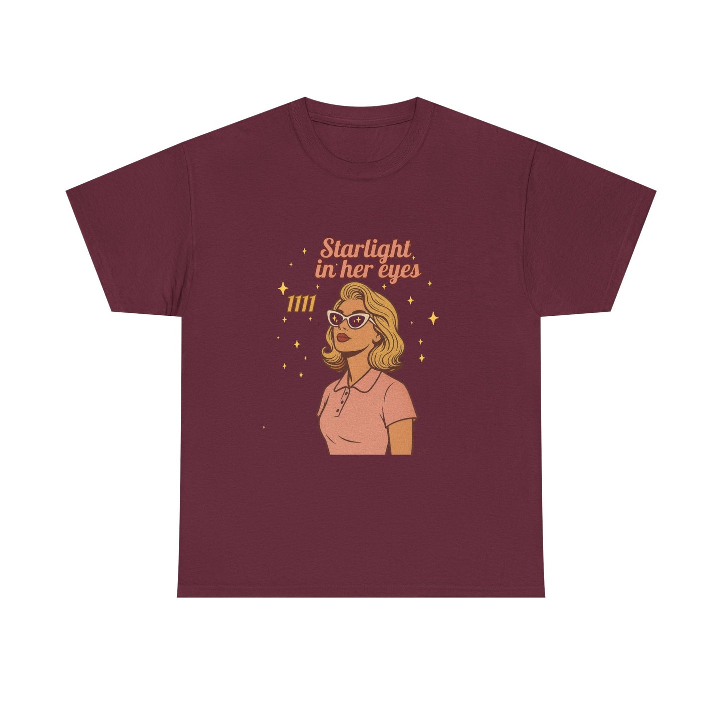 Starlight in Her Eyes – 1111 Angel Number Retro T-Shirt | Unisex Spiritual Vintage Tee - Madame Soulière
