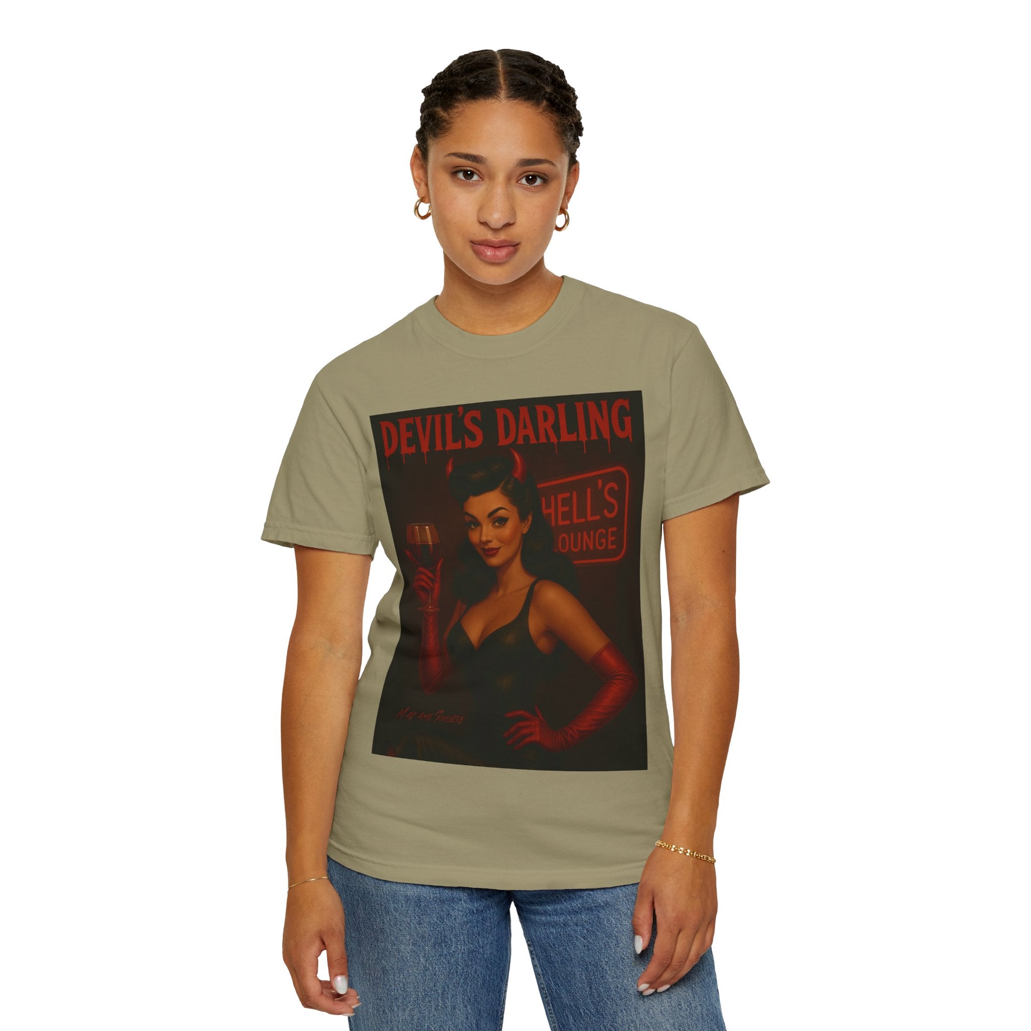 Devil’s Darling – Retro Pin-Up Devil Unisex T-Shirt