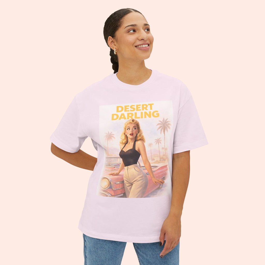 Desert Darling – Retro Pin-Up Graphic Long Boxy T-Shirt