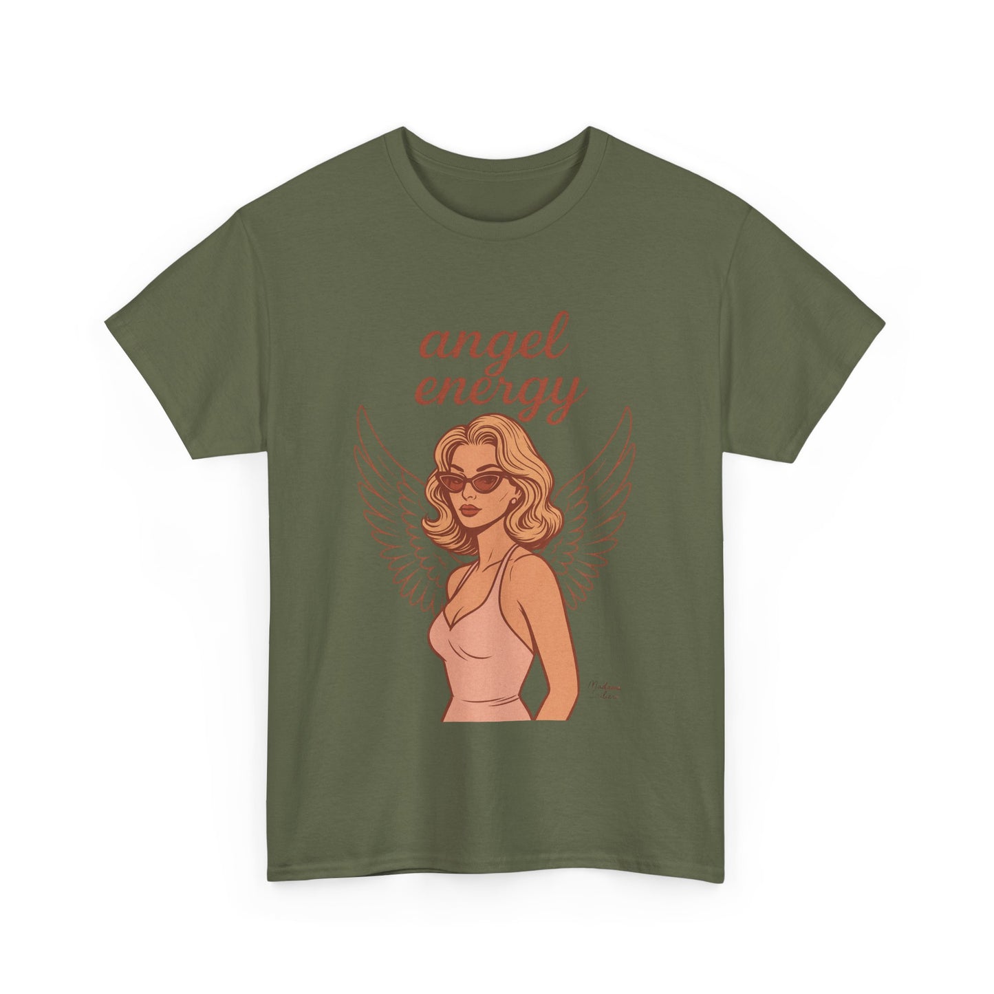 Angel Energy Unisex T-Shirt – Vintage Retro Graphic Tee, Spiritual Pin Up Shirt, Feminine Aesthetic Empowerment Top - Madame Soulière