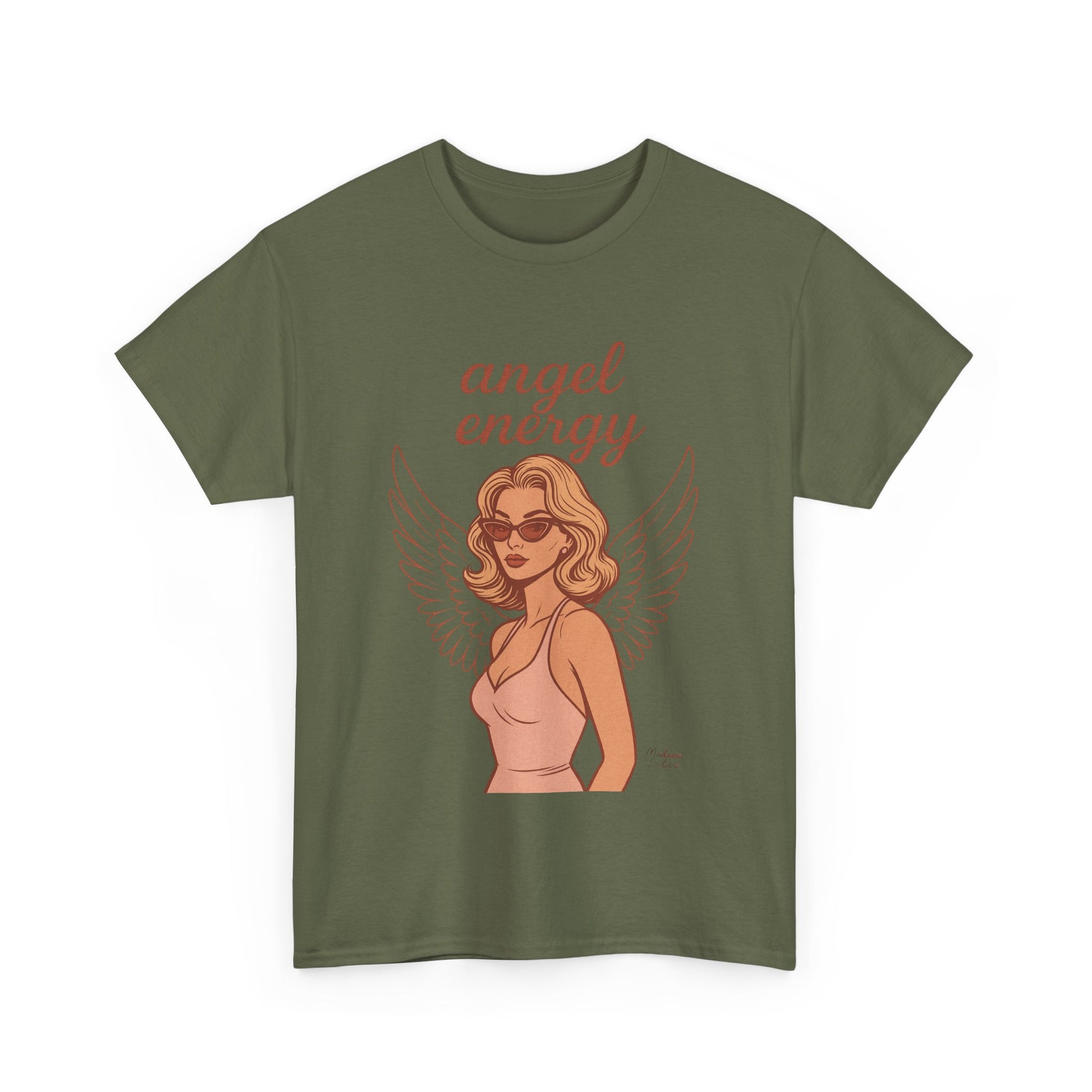 Angel Energy Unisex T-Shirt – Vintage Retro Graphic Tee, Spiritual Pin Up Shirt, Feminine Aesthetic Empowerment Top - Madame Soulière