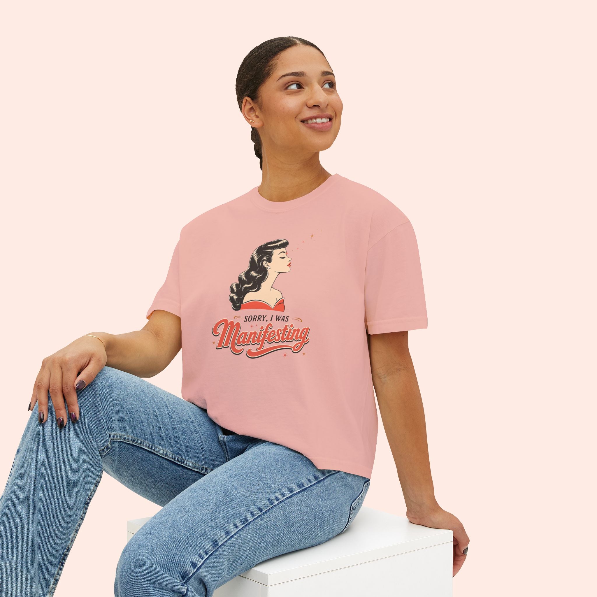 Sorry I Was Manifesting – Retro Vintage Boxy T-Shirt