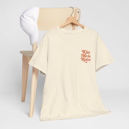 Retro Mini Slogan Unisex T-Shirt – Kiss Me in Retro Graphic Tee, Vintage Pin Up Inspired Top, 50s Rockabilly Style, Feminine Retro Statement Shirt - Madame Soulière