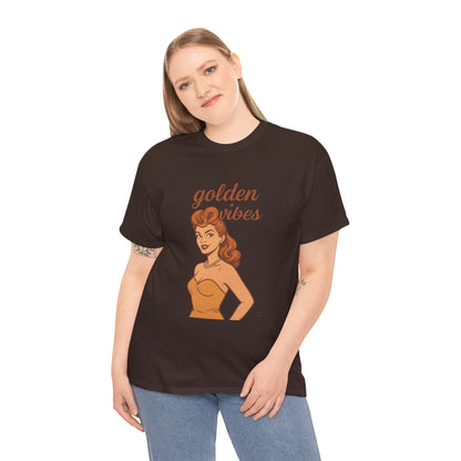 Golden Vibes – Retro Pin-Up Graphic Tee | Unisex Vintage Aesthetic T-Shirt - Madame Soulière