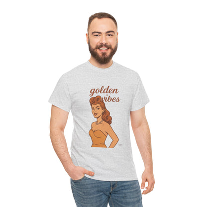 Golden Vibes – Retro Pin-Up Graphic Tee | Unisex Vintage Aesthetic T-Shirt - Madame Soulière