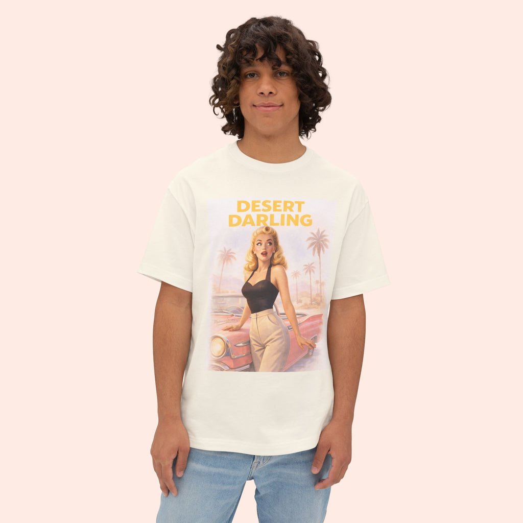 Desert Darling – Retro Pin-Up Graphic Long Boxy T-Shirt