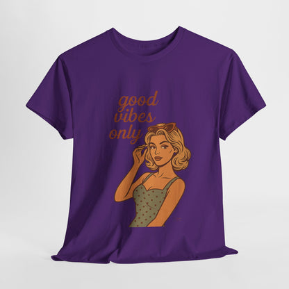 Retro Graphic Unisex T-Shirt – Good Vibes Only Vintage Pin Up Tee, 50s Inspired Feminine Empowerment Top, Spiritual Positive Energy Shirt - Madame Soulière
