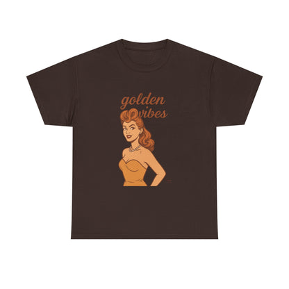Golden Vibes – Retro Pin-Up Graphic Tee | Unisex Vintage Aesthetic T-Shirt - Madame Soulière