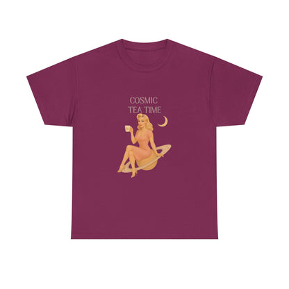 Cosmic Tea Time 111 Unisex T-Shirt – Retro Vintage Graphic Tee, Angel Number Shirt, Spiritual Pin Up Top, Unisex Cosmic Vibes Tee - Madame Soulière